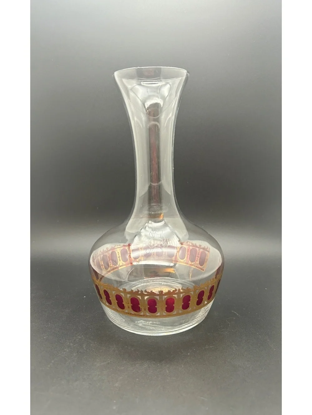 Vintage Culver Cranberry Scroll Decanter